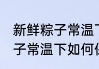 新鲜粽子常温下怎么保存最好 新鲜粽子常温下如何保存最好